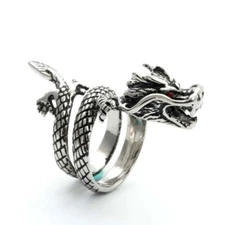 Men's Vintage Big Dragon Ring Stainless Steel Biker Rock Jewelry Ring Size 7-13