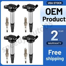 4 Ignition Coils Pack UF596 and Spark Plug For 2009-2015 Toyota Corolla 1.8L l4