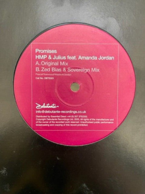HMP & Julius Featuring Amanda Jordan   Promises 12'' UK Garage Vinyl Zed Bias
