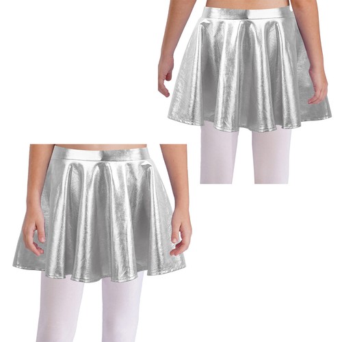 Girls High Waist Skirt Short Skater Skirts Glossy Metallic Jazz Mini Skirt - Picture 45 of 121