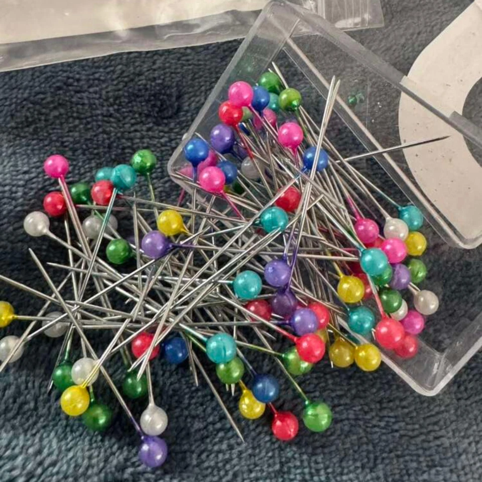 100 peças pinos de cabeça pérola falsa multiuso artesanato marcação pinos de plástico com caixa - Imagem 2 de 4