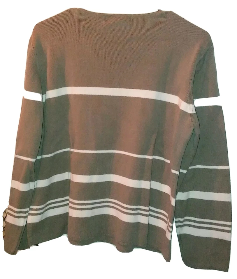 Geoffrey Beene Sport. Women's Sweater. Size XL. Striped. Tan and Beige. - Image 2 of 2
