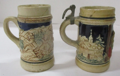 Two Small Vintage German Beer Steins, Kinda Beat Up