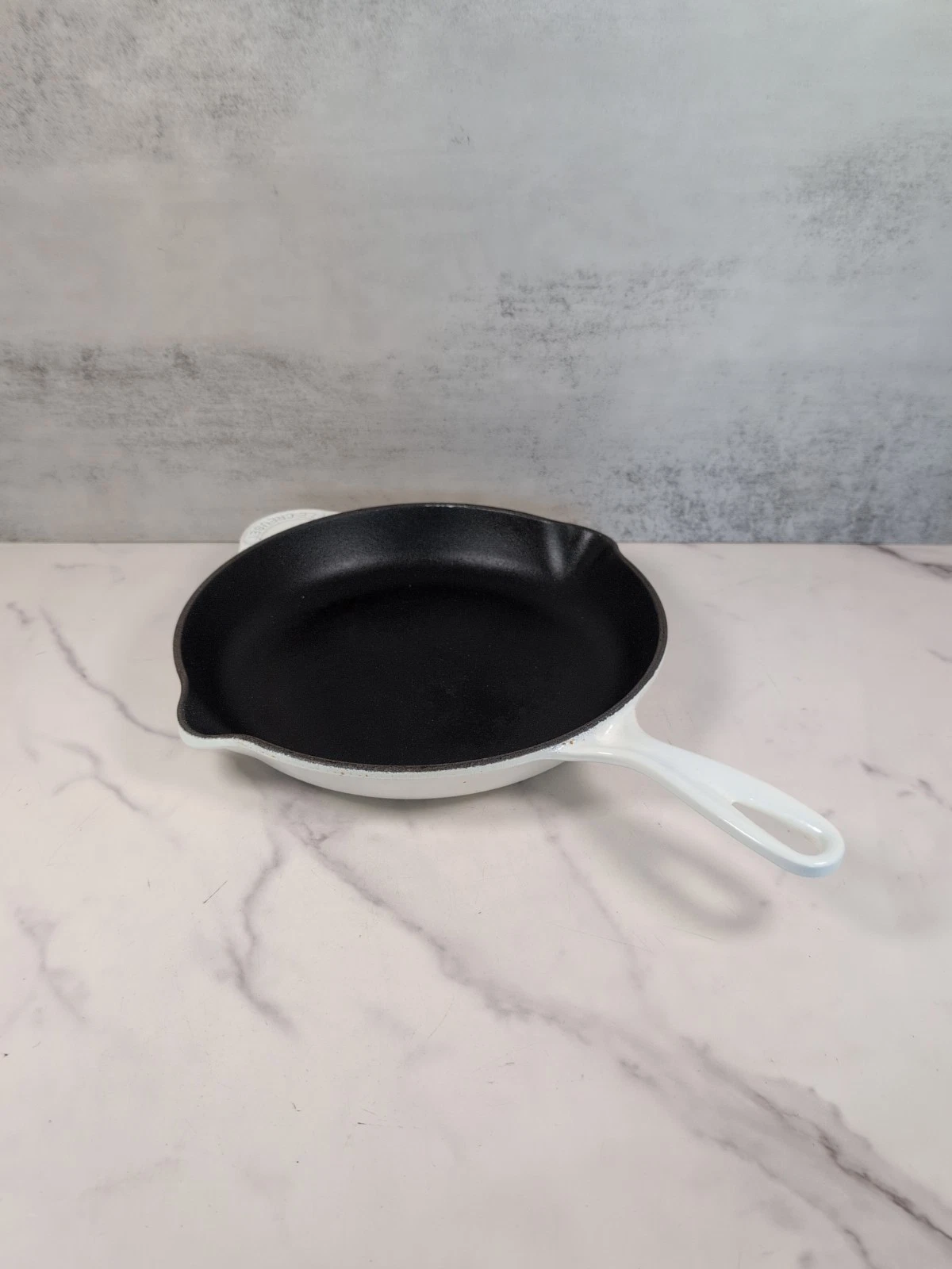Le Creuset White Enameled Cast Iron 10.75" Skillet Fry Pan #26 France
