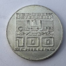 1977 Austria 100 Schilling Silver Coin 900 Years Fortress Hohensalzburg KM-2921