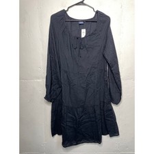 NEW GAP Black Midi Dress Tiered Popover Size Medium Tall