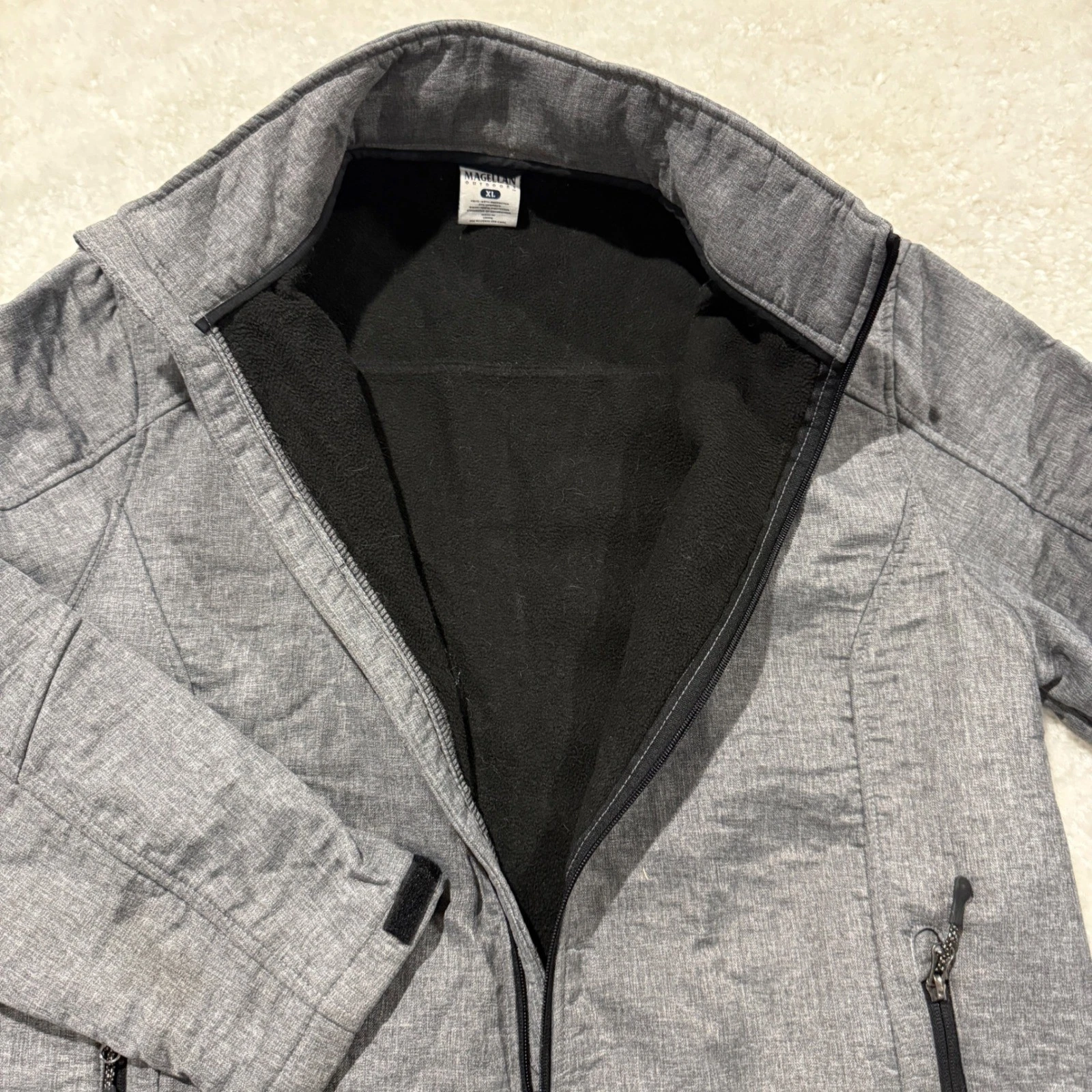 Magellan Outdoors Jacket Mens XL Gray Softshell Fleece Lined Full Zip Hiking image 4