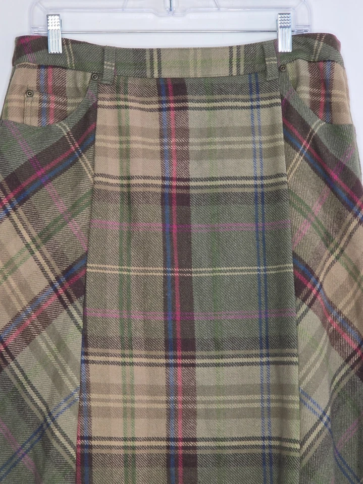 Maxi Falda Liz Claiborne Vintage Tartán Cuadros Mezcla Lana Para Mujer Talla 12 Foto 3 de 4