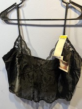 Vintage Warner's Lace Symphony Camisole Womens Large Black Cropped Lace 80s