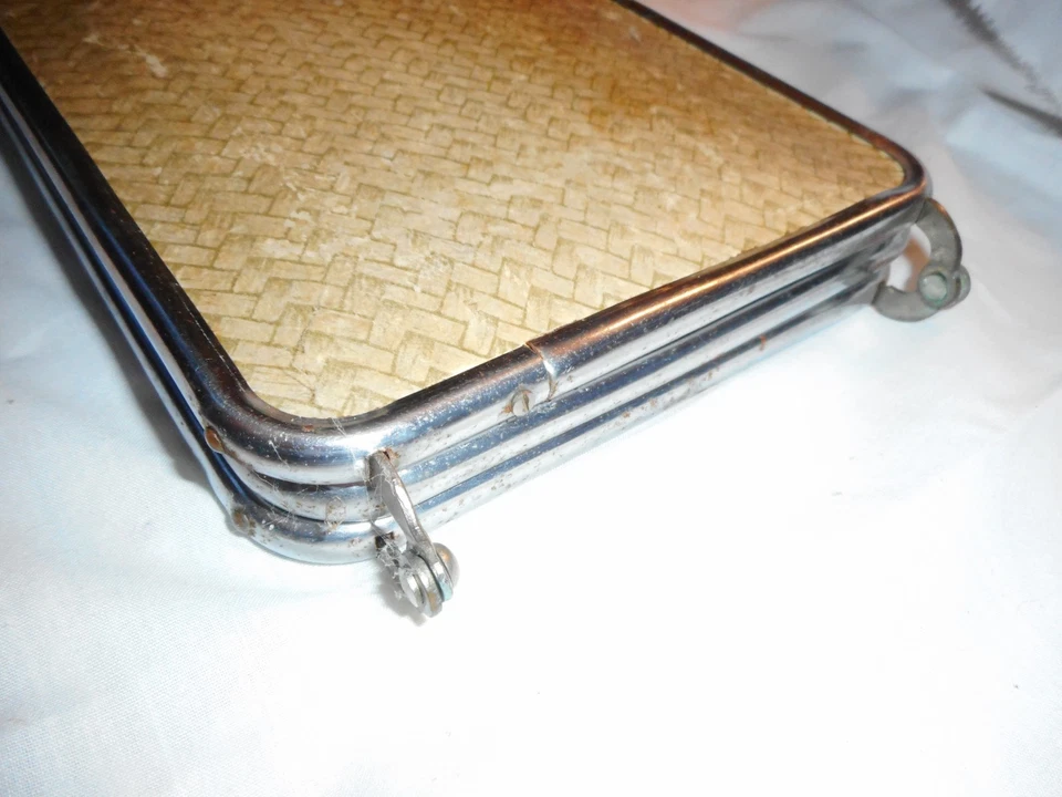 ANCIEN MIROIR DE BARBIER TRIPTYQUE AVEC SA CHAÎNETTE UNE VITRE CASSEE - Photo 3/4