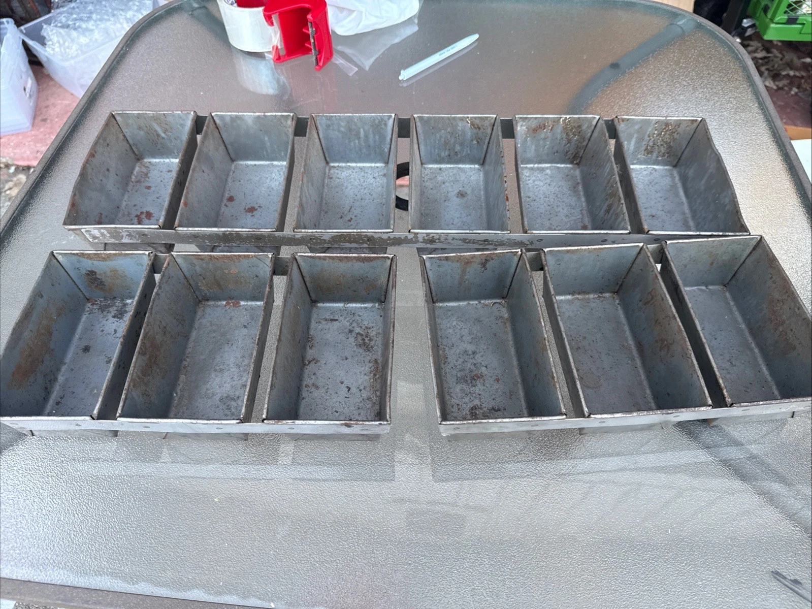 Vintage Industrial Metal 3 & 6 Strap Bread Loaf Baking Pan -