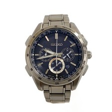 SEIKO Solar watch analog stainless steel BLK SLV SS 8B92-0AB0