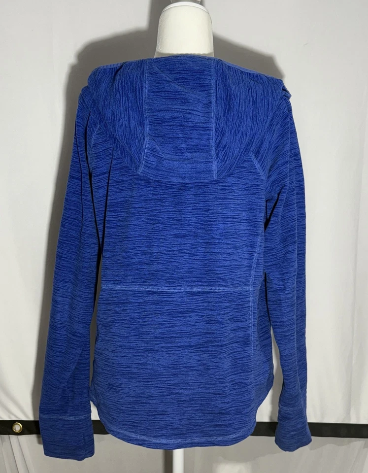 TEK GEAR Women’s Fleece Hoodie L Heather Blue Full Zip Thumbholes Pockets - Image 4 of 4