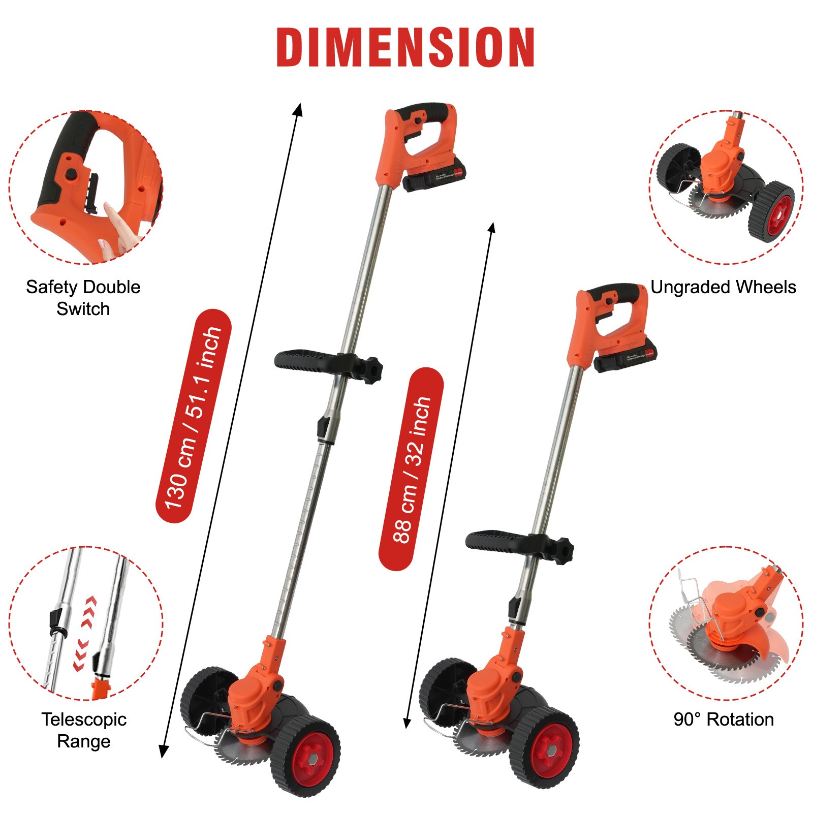 Electric Cordless Grass String Trimmer 2 Batteries Lawn Edger Weed Wacker Cutter