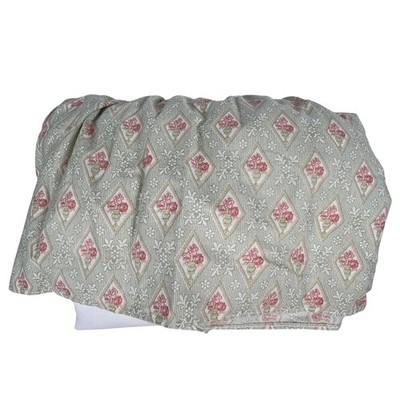 LAURA ASHLEY King Bedskirt Dust Ruffle Floral Diamond Trellis Floral Green Pink