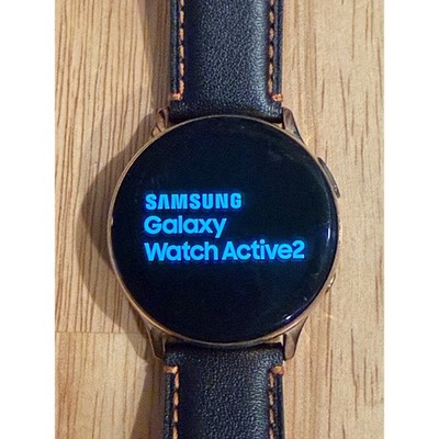 Samsung Galaxy Watch Active2 Smartwatch Rose Gold Case Black Leather Band 8C6E