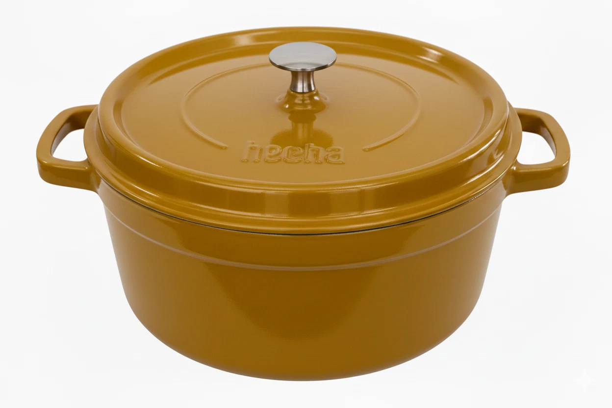 Hecha Enamaled Cast Iron Round Dutch Oven 3 qt - Yellow 8"