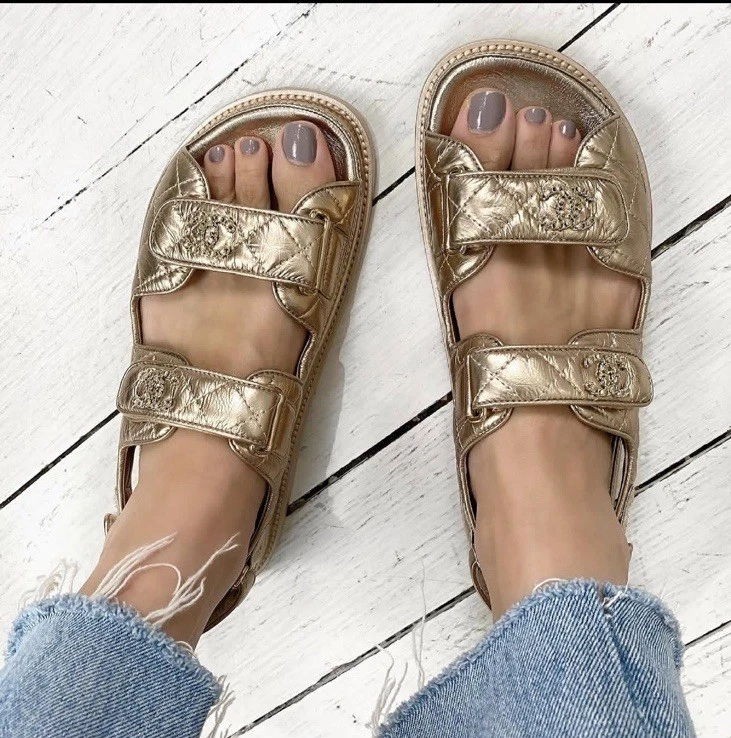 CHANEL Solid Low (1-1.9 in) Heel Height Sandals for Women for sale