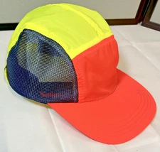Vintage 5 Panel Bugle Boy Jeans Geometric Adjustable 5 Panel Neon Strap Back Hat