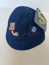 NWT Vtg Rare OshKosh B'Gosh Infant Baby Reversible Bucket Hat Blue Denim  Red