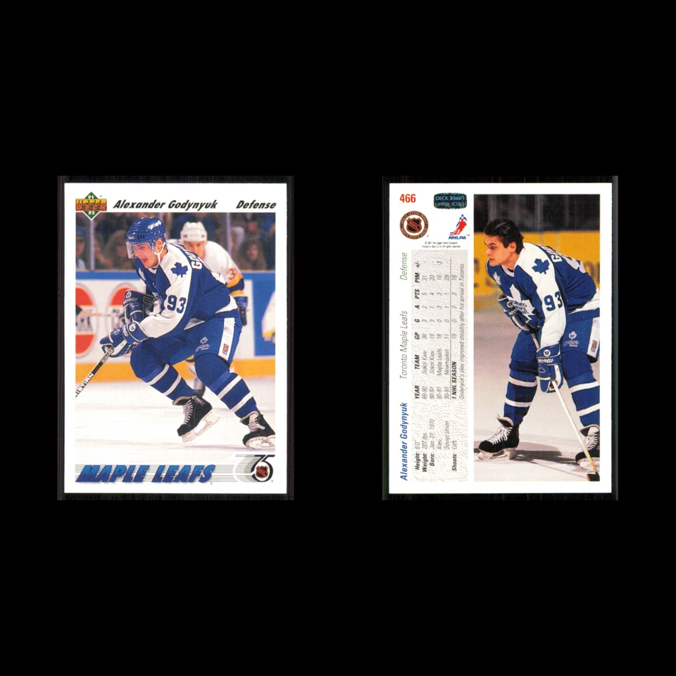 Alexander Godynyuk Rookie #466 1991 Upper Deck Toronto Maple Leafs Hockey Card - Image 3 of 3