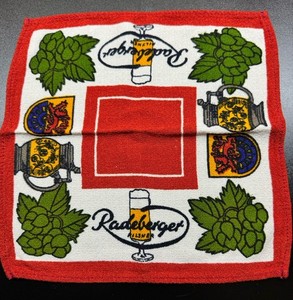 Vintage Radeberger Beer Pocket Square Breweriana Bar Towel Hops Stein Germany
