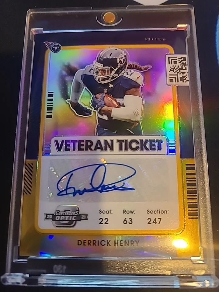 🔥Derrick Henry🔥 2021 Cont. Optic- Veteran Ticket Signatures Gold Holo / 5  Foto 4 de 4
