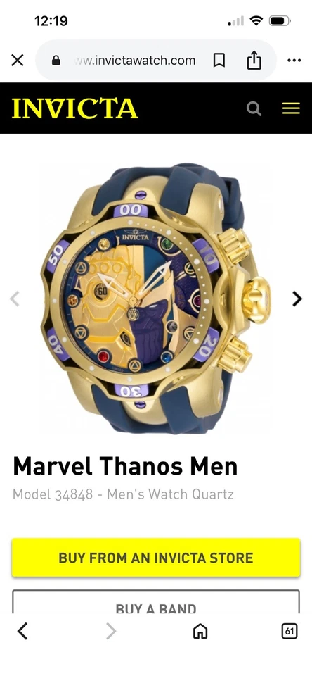 Invicta Marvel 52mm Thanos Venom. NEW. Limited Edition 294/3000. With stones - image 4 of 4