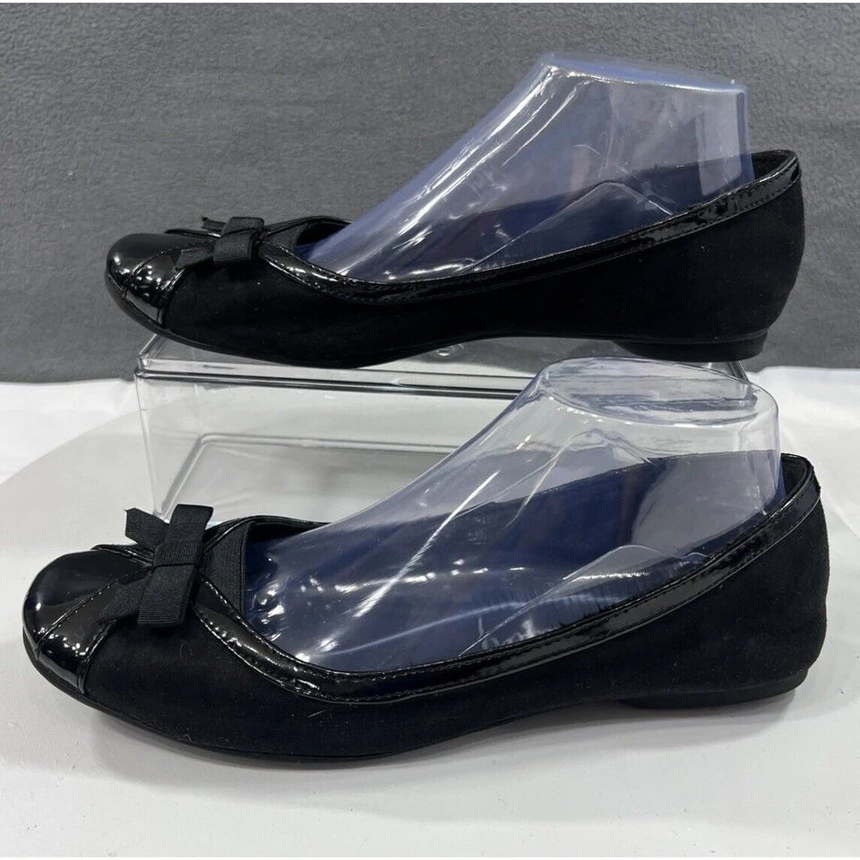 Sapato Feminino Sam & Libby Ballet Flats Tecido Laço Tamanho 8.5 Preto Clássico Conforto - Imagem 2 de 4