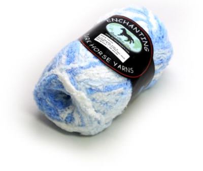 Dark Horse Yarns Enchanting #115 Blue White Super Soft Fuzzy Subtle Sparkle 50gr