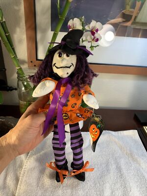 Vintage 1998 Halloween Witch Plush Doll Figure +Original Tags RARE Nice Shape