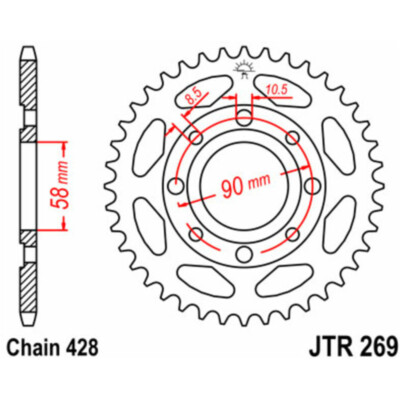 JT SPROCKETS Standard Stahlritzel hinten 269 - 428 ZING VL NX VJ CM K-PIPE SCRAM