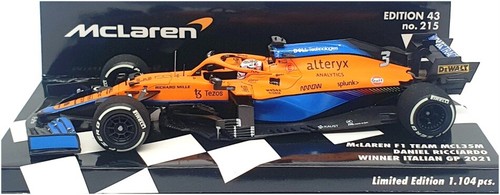 Minichamps 1/43 Scale 537 215803 F1 McLaren MCL35M 1st Italian GP 2021 Ricciardo - Picture 3 of 5