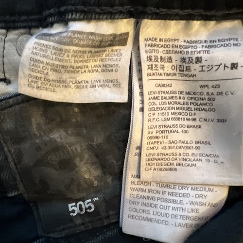 Levis 505 Mens 36x30 Blue Dark Wash Denim Regular Straight Leg 2017 Jeans READ - Picture 5 of 11