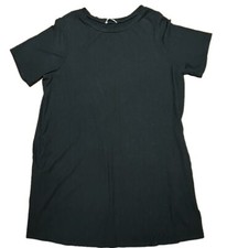 Reformation T Shirt Dress TENCEL Lyocell 1X Black Ribbed Jersey