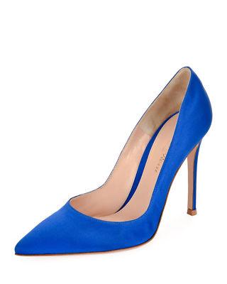 Gianvito Rossi Gianvito Raso Ming Silk 105mm Pump Royal Blue Shoes 37.5  $675.00