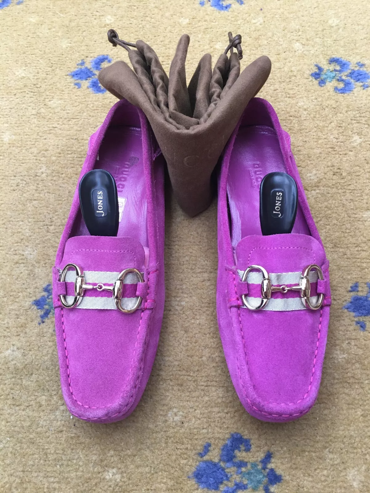 Chaussures Gucci mocassins en daim Driver UK 3 US 6 36 Web Horsebit femmes femmes violet