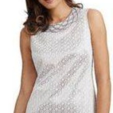 ADRIANNA PAPELL White Beaded Neck SIZE 10 #48 NWT 
