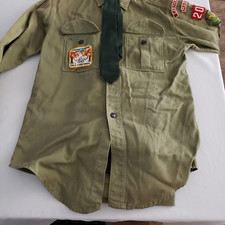 VTG SHIRT PANTS TIE BELT BUCKLE BSA BOY SCOUTS OF AMERICA SASH PATCHES 1960&rsquo;s