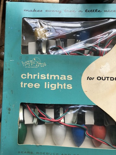 Vintage Sears HAPPI-TIME Christmas Tree Lights-Set of 15 No 6659 Outdoor Use NOS - Picture 2 of 6