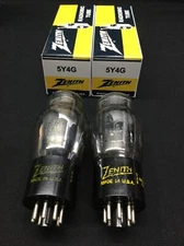 Matched Pair ZENITH (Sylvania) 5Y4G Rectifier RADIO Vacuum TUBES Tested S.8583