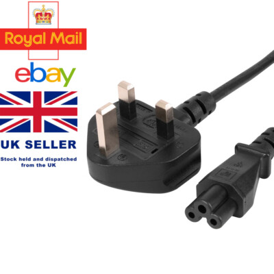 Laptop Stromkabel 1 m Kabel Kleeblatt C5 Draht Kabel 3 Pin Netz UK Sicherungsstecker
