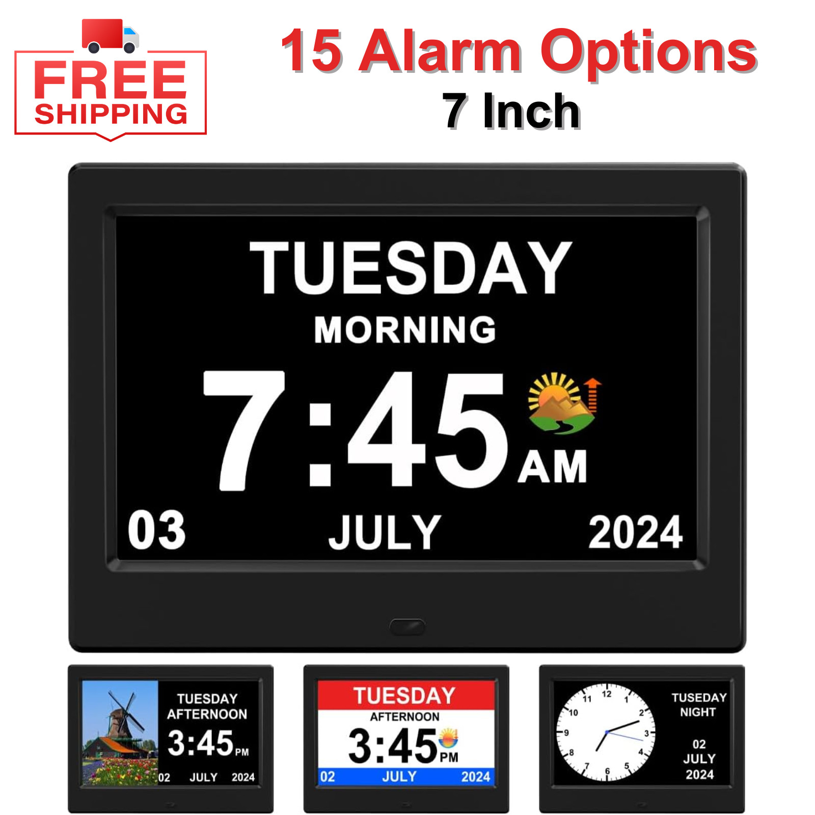 With Day & Date For Elderly Day Clock Digital Clock