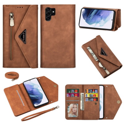 Hülle Für Samsung Galaxy S23 Ultra S22 S21 S20 A53 Leder Karte Flip Stand Case