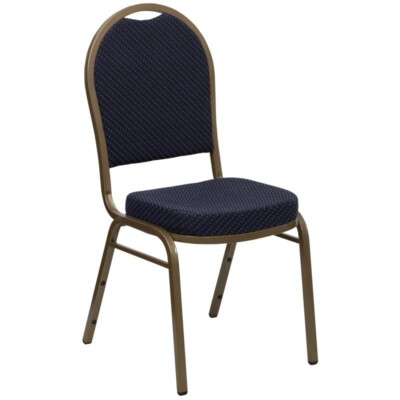 10 PACK Dome Back Stacking Banquet Chair with Navy Pattern