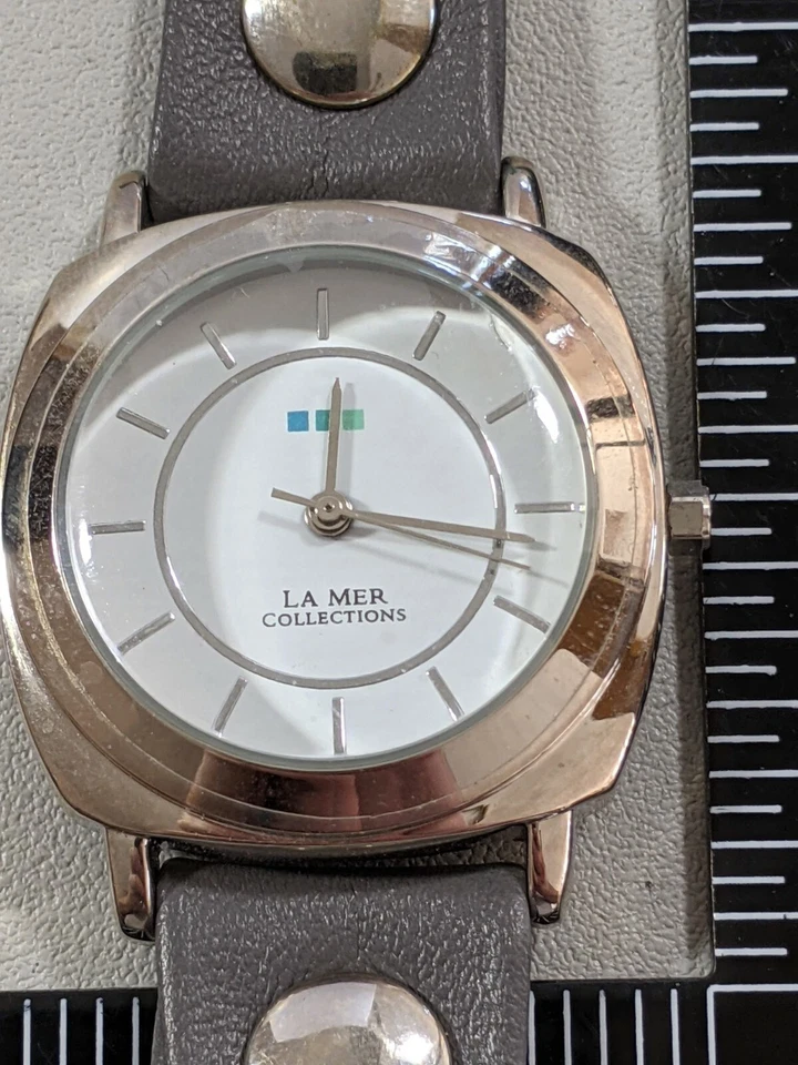 La Mer белый циферблат серебристого тона круглый корпус 31 мм синий серый надежном ремешке часы 22 дюйма - Изображение 4 из 4