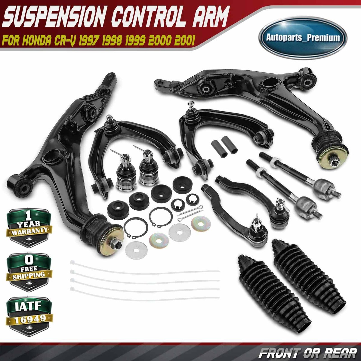 14pcs Control Arm w/ Ball Joint & Tie Rod End & Strut Mount for