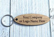Personalised Oval Company DOUBLE SIDED Keyrings | Custom Wooden Keyfobs
