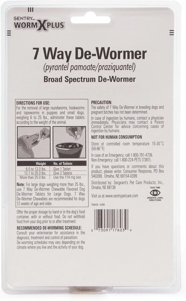 SENTRY Worm X Plus 7 Way De-Wormer for Small Dogs, 6 ct - Image 2 of 2