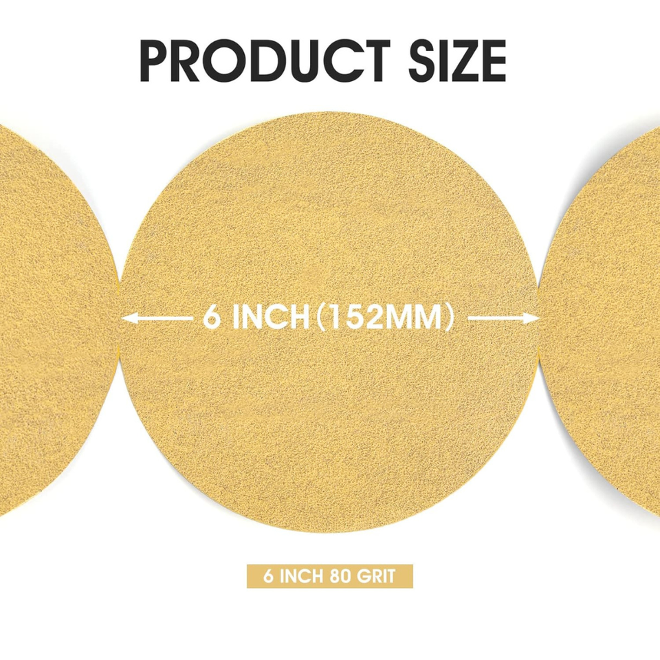 PSA 6" Sanding Discs 80 Grit, 100 PCS SelfAdhesive for Wood, Metal